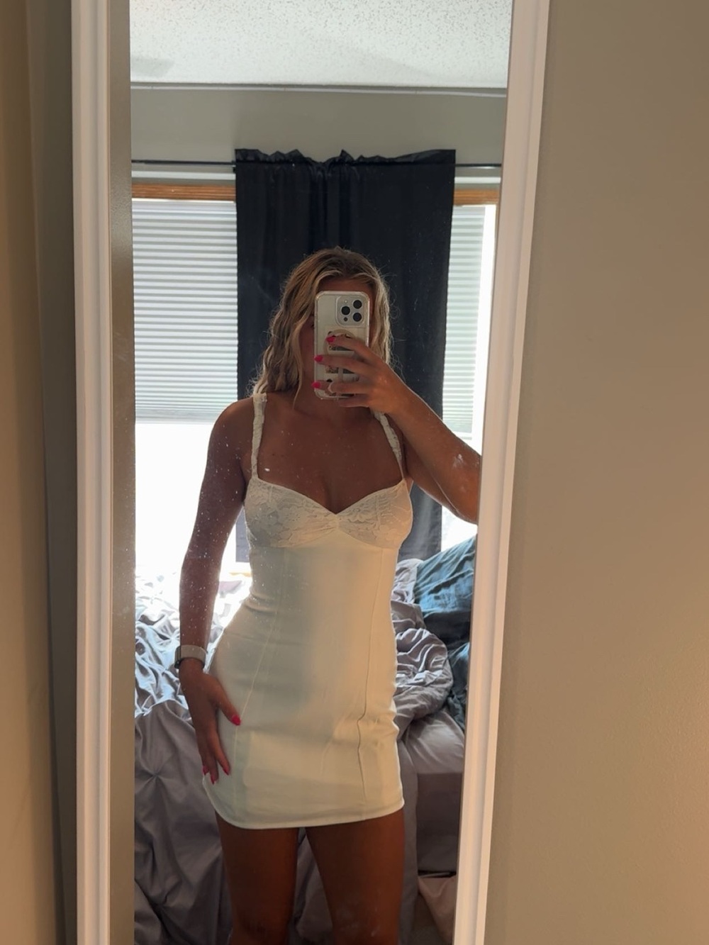 White Fox Boutique White Lace Bust Bodycon Mini Dress